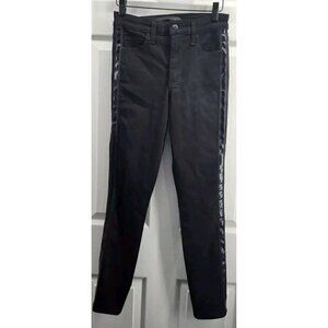 Joes Jeans The Charlie High Rise Skinny Ankle Black With Tuxedo Stripe Size 25